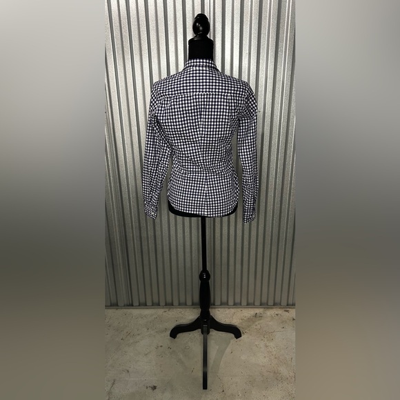 Women’s Frank & Eileen Blue White Plaid Long Sleeve Button Blouse Designer XS - Picture 2 of 4